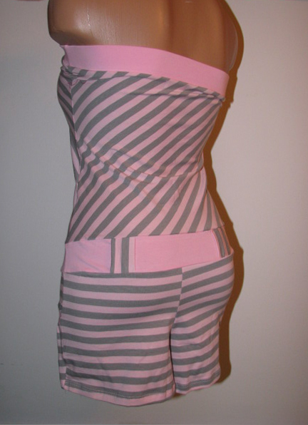 Back view of Pastel Striped Summer Wear