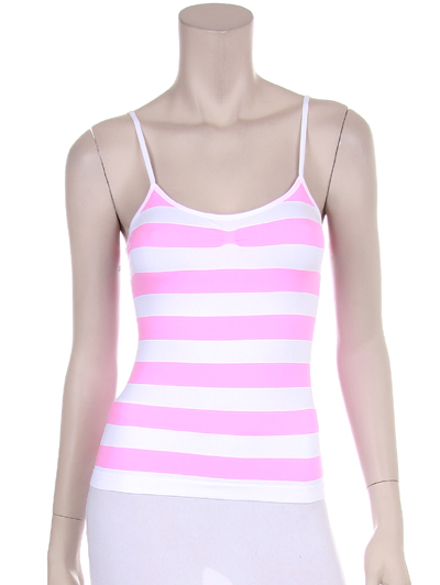 Pink and white tank top for women.