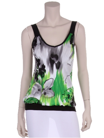 Front  view of green and black tank top.