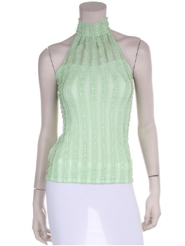 Front view of lime green halter top.